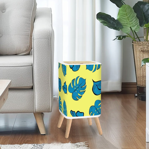 Retro Nordic Square Trash Can with Lid, Butter Yellow