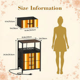 Retro 70s Striped Bedside Cabinet with Integrated Power Access