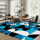 Geometric 1960s Retro Area Rug 12x9 ft – Plush Midcentury Non-Slip Carpet