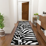 Black White Zebra Runner Rug – Retro Multiple Sizes Animal Print Carpet