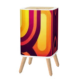 Retro 70s Nordic Lidded Trash Can: Orange Midcentury Modern Style Garbage Bin