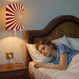 Sunburst Retro Linen Shade Wall Sconces - Midcentury Plug-in Lamp Set of 2