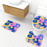 Floral Midcentury 3-Piece Bath Mat Set | Retro 70s Vibrant Pattern