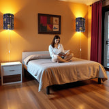 50s Retro Wall Sconces Set –  Smart LED, Violet Geometric