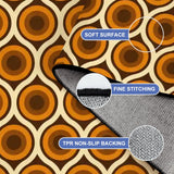 Retro 70s Peacock Area Rug: Orange Brown Non-Slip Plush, 12x9 ft / 365x274 cm