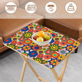 Retro Floral Millefiori TV Tray Tables Set with Rack – Foldable Wooden Snack Tables