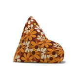 Bold Retro Flowers Bean Bag Chair Cover - Brown Orange Midcentury Decor, 2 sizes