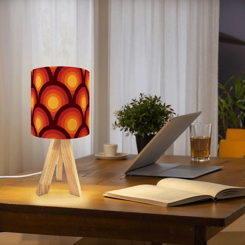 Orange Red Retro Midcentury Tripod Table Lamp – Smart LED Bedside Light