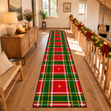 Red & Green Vintage Style Tartan Christmas Runner Rug 24" × 120"