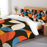 60s Colorful Retro Pattern Duvet Cover Set: Full Double Size Bedding - One Size - retro bedding