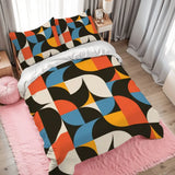 60s Colorful Retro Pattern Duvet Cover Set: Full Double Size Bedding - One Size - retro bedding