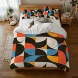 60s Colorful Retro Pattern Duvet Cover Set: Full Double Size Bedding - One Size - retro bedding
