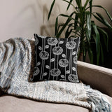 60s Design ABSTRACT BLACK WHITE Roses Premium Pillow Floral Midcentury Decor - retro pillow