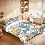 60s Floral Leaf Retro Comforter Set: Queen Size Microfiber Bedding - One Size - retro bedding