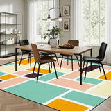 60s Inspired Pastel Colors Area Rug 12x9 ft – Large Retro Non-Slip Floor Rug - Rugs & Mats