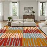 60s Midcentury Retro Area Rug 12x9 ft – Large Retro Non-Slip Carpet - 144’’x108’’ - retro rug