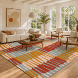 60s Midcentury Retro Area Rug 12x9 ft – Large Retro Non-Slip Carpet - retro rug