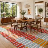 60s Midcentury Retro Area Rug 12x9 ft – Large Retro Non-Slip Carpet - retro rug