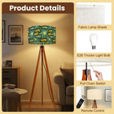 60s Midcentury Retro Floor Lamp – Atomic Design Linen Shade Wooden Tripod Base - retro floor lamps