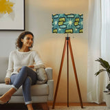 60s Midcentury Retro Floor Lamp – Atomic Design Linen Shade Wooden Tripod Base - retro floor lamps