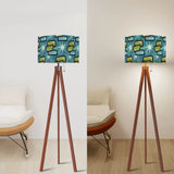 60s Midcentury Retro Floor Lamp – Atomic Design Linen Shade Wooden Tripod Base - retro floor lamps