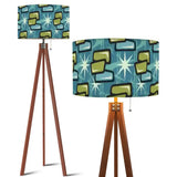 60s Midcentury Retro Floor Lamp – Atomic Design Linen Shade Wooden Tripod Base - US Plug - retro floor lamps