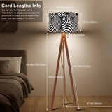 60s Op-Art Black White Retro Tripod Floor Lamp - Scandi Nordic Light - retro floor lamps