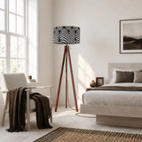 60s Op-Art Black White Retro Tripod Floor Lamp - Scandi Nordic Light - retro floor lamps