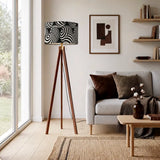60s Op-Art Black White Retro Tripod Floor Lamp - Scandi Nordic Light - retro floor lamps