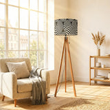 60s Op-Art Black White Retro Tripod Floor Lamp - Scandi Nordic Light - retro floor lamps