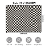 60s Op-Art Checkered Retro Floor Rug – Black White Large Plush Non-Slip Carpet - retro rug