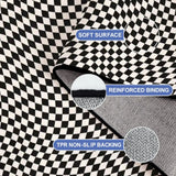 60s Op-Art Checkered Retro Floor Rug – Black White Large Plush Non-Slip Carpet - retro rug