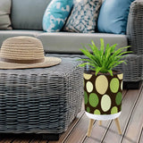60s Polka Dots Plant Pot with Wooden Legs: Nordic Retro Midcentury - retro plant pot
