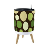 60s Polka Dots Plant Pot with Wooden Legs: Nordic Retro Midcentury - retro plant pot