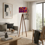 60s Psychedelic Retro Tripod Floor Lamp - Geometric Punchy Colors - retro floor lamps