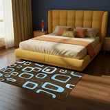 60s Retro Brown Blue Felt Floor Mat – Soft Non-Slip Midcentury Area Rug - retro rug
