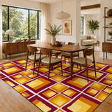 60s Retro Geometric Area Rug 12x9 ft – Large Midcentury Non-Slip Carpet - retro rug