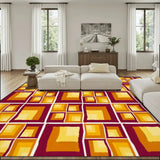 60s Retro Geometric Area Rug 12x9 ft – Large Midcentury Non-Slip Carpet - 144’’x108’’ - retro rug
