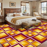 60s Retro Geometric Area Rug 12x9 ft – Large Midcentury Non-Slip Carpet - retro rug