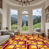 60s Retro Geometric Area Rug 12x9 ft – Large Midcentury Non-Slip Carpet - retro rug