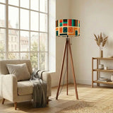 60s Retro Wooden Tripod Floor Lamp: Mid-Century Modern Smart LED & Linen Shade - retro floor lamps