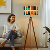 60s Retro Wooden Tripod Floor Lamp: Mid-Century Modern Smart LED & Linen Shade - retro floor lamps
