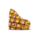 Retro 70s Bean Bag Chair Cover | Cozy Floor Seating in 2 Sizes | Midcentury Modern Decor Gift for Kids Adults | Orange Brown White