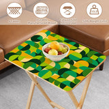 Retro Green Wooden Folding TV Side Tables with Storage Stand – Set of 4