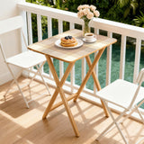 Beige Plaid retro TV tray set of 4, on a balcony with coffee and pastries