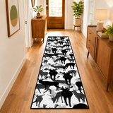 Black & White Reindeer Runner Rug – Scandinavian Winter Retro Hallway Decor