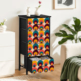 70s Midcentury Retro Dresser: Modern Steel Frame Fabric Storage
