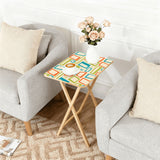 Atomic Wooden TV Tray Tables Set of 4 – Retro Folding Tables for Small Spaces