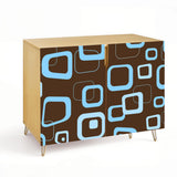 Brown Blue Atomic Midcentury Cabinet – Retro Wood Storage for Modern Homes