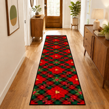 Poinsettia Christmas Runner Rug 24" × 120" – Red & Green Plaid